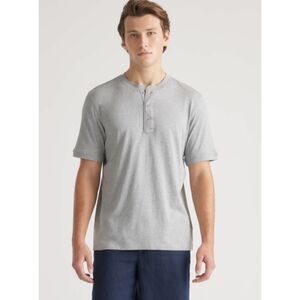 GAP Henley T Shirt Men M Light Gray Cotton Long Sleeve Casual Button Neck Tee